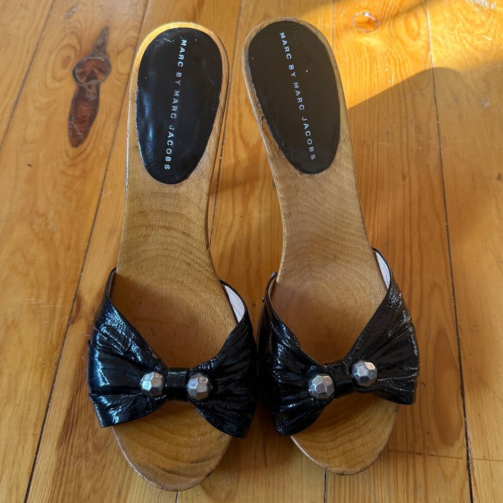 Marc by Marc Jacobs, Vintage, Black Patent w Wood Heel , Size 41, Good Condition